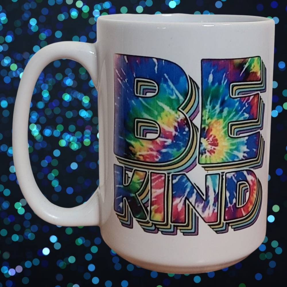 "Be kind" tie dye coffee mug